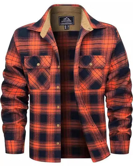 European And American Fall Winter Men's Flannel Casual Button Shirt