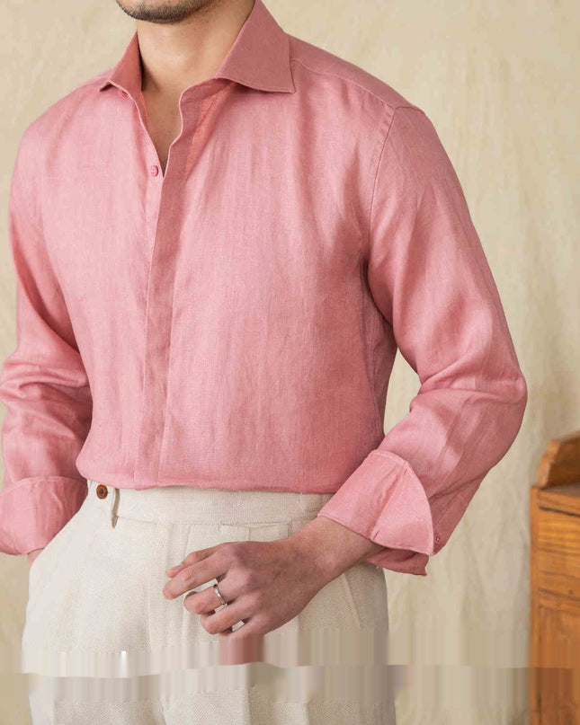 Linen All-matching Solid Color Long Sleeve Shirt