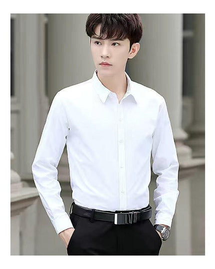 White Shirt Men's Long Sleeve Slim Fit All-match Solid Color