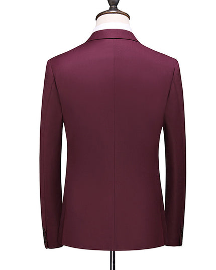 Men's Double Breasted Solid Color Coat Trousers Suit