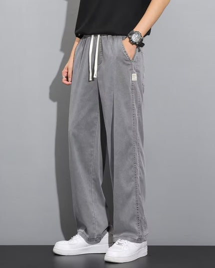 Men's Straight Tube Loose Ice Silk Wide Leg Pants
