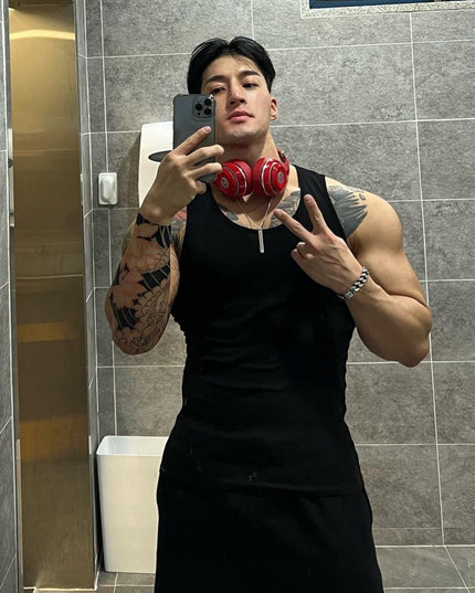 Men's Fashion Solid Color Quick-drying Stretch Tight Sports Thread Vest