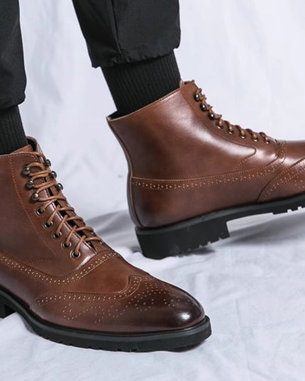 Mens Fashion Thick Sole Mid Top Work Shoes