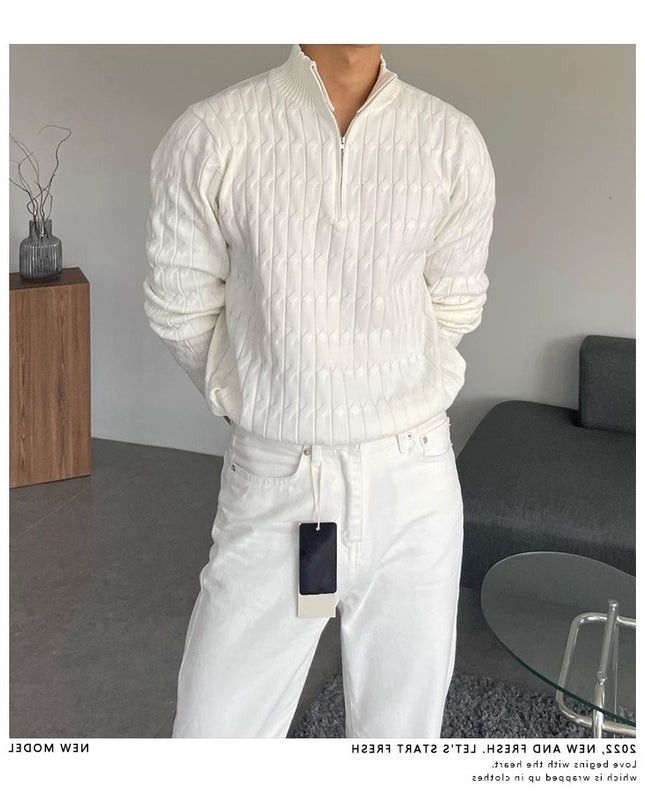 Half Turtleneck Zipper High-grade Lazy Pullover Long Sleeve Sweater