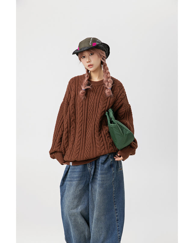 Japanese-style Retro Brocade Same Round Neck Sweater