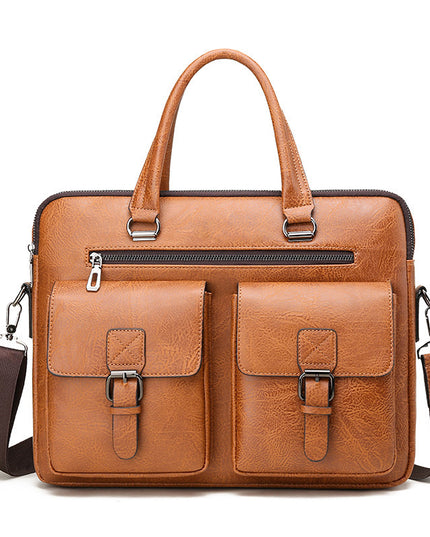 Men’s Laptop Briefcase | Computer Crossbody Business Bag, PU Leather