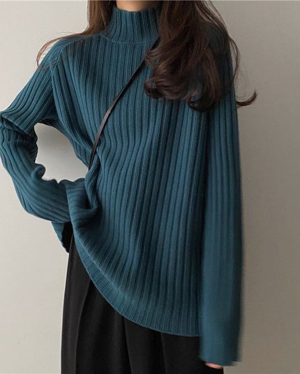 Idle Style Mock Neck Design Sense Loose Thick Inner Sweater Niche Top