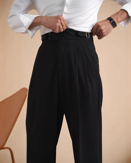 Autumn Paris Buckle Double Knife Suit Pants Men