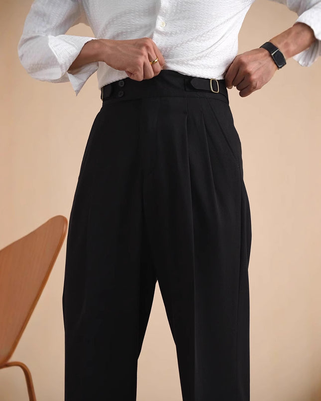 Autumn Paris Buckle Double Knife Suit Pants Men