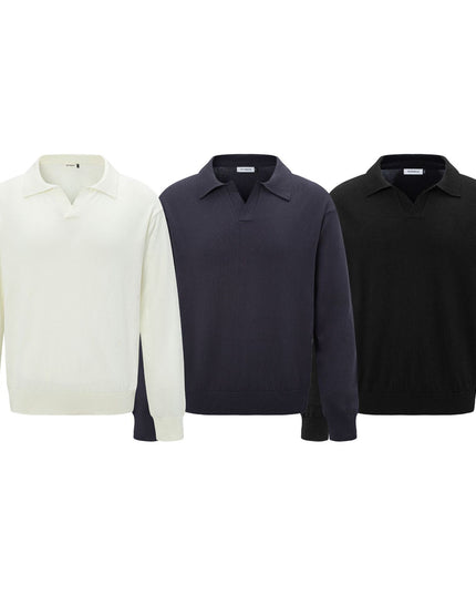 Autumn And Winter Men And Women Wear Boutique Lapel Long Sleeve Half Open Polo Shirt