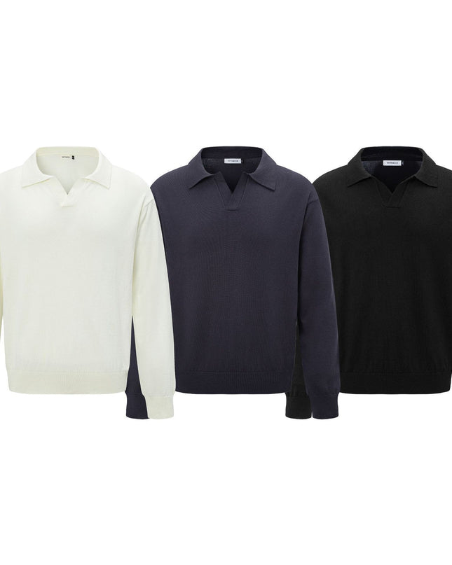Autumn And Winter Men And Women Wear Boutique Lapel Long Sleeve Half Open Polo Shirt