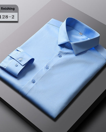 Elastic Silk Men's Long-sleeved Non-ironing Solid Color Breathable Shirt