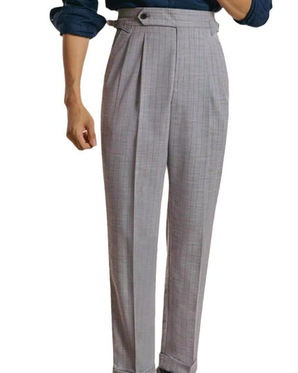 Striped High-waisted Trousers Casual Business Buckle Adjustable Pants