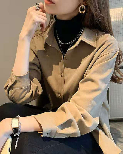 Top Corduroy Temperament Retro Hong Kong-flavored Brushed Shirt Coat