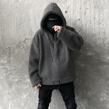 Cotton And Thickening Fleece Hoodie Imitation Lamb Wool Hooded Jacket