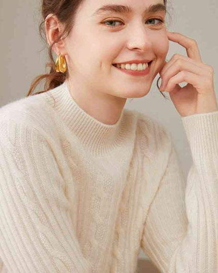 Pure Cashmere Shirt Women's Half Turtleneck Loose Thick Sweater