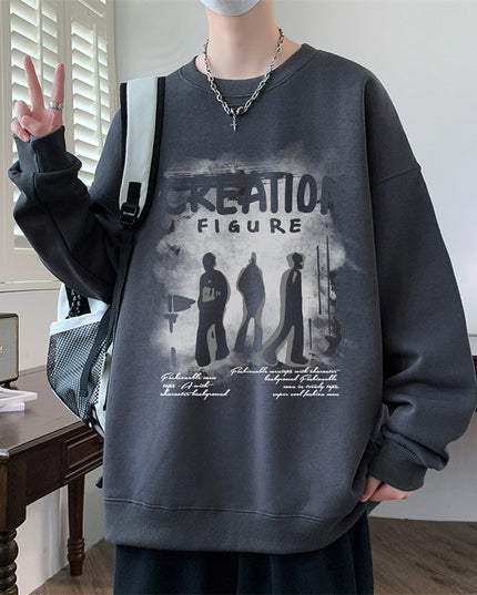 Autumn And Winter Brushed Hoody Pu Handsome Long Sleeve