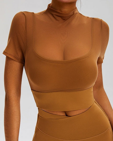 With Chest Pad One-piece Cup Temperament Sexy Sports Turtleneck Grenadine