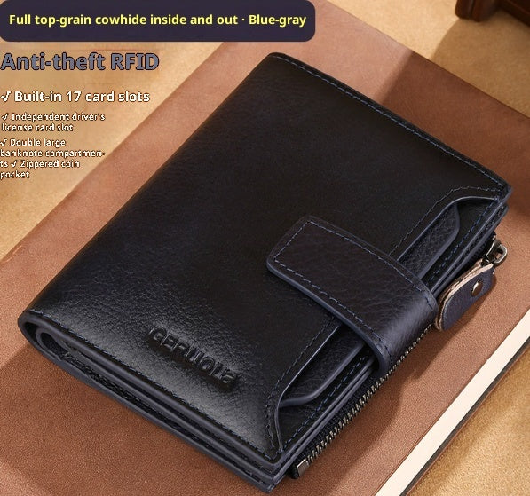 Men's Short Large Capacity Multiple Card Slots Multifunctional Zipper Small Wallet