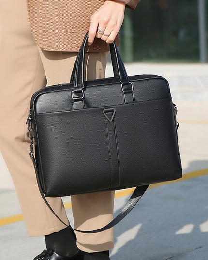 Men's PU Portable Oblique Span Business Briefcase Large Capacity Travel
