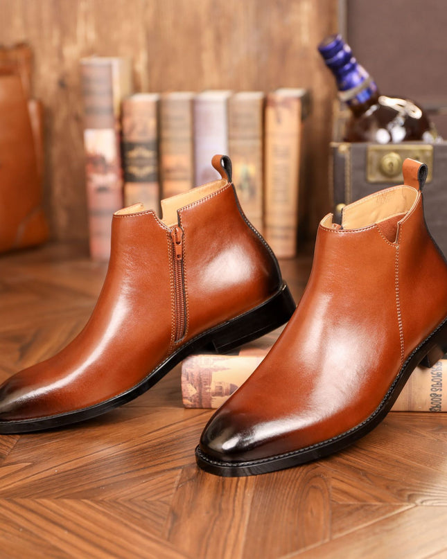 Men's British Style Casual Leather Side Zipper Martin Boots