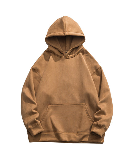 Suede No Hat Rope Hooded Sweater For Men