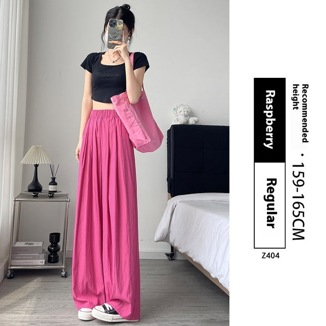 Loose Drape Casual Straight-leg Thin Ice Silk Wide-leg Pants