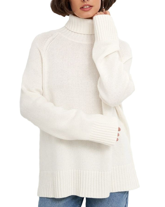 Elegant Commuter's All-matching Solid Color Raglan Sleeve Sweater For Women
