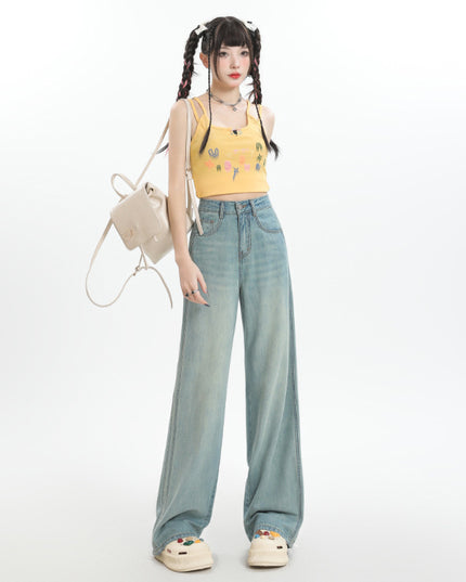 Fashion Women Loose Ice Silk Wide-leg Pants