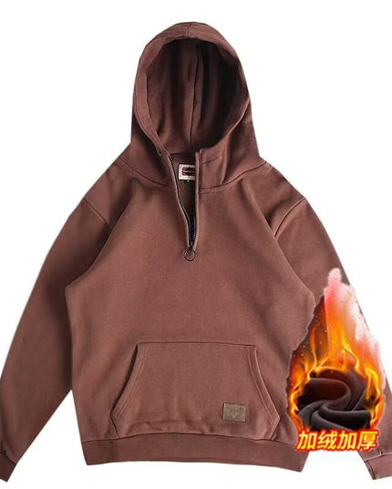 Half Open Collar Hooded Men's Sweater