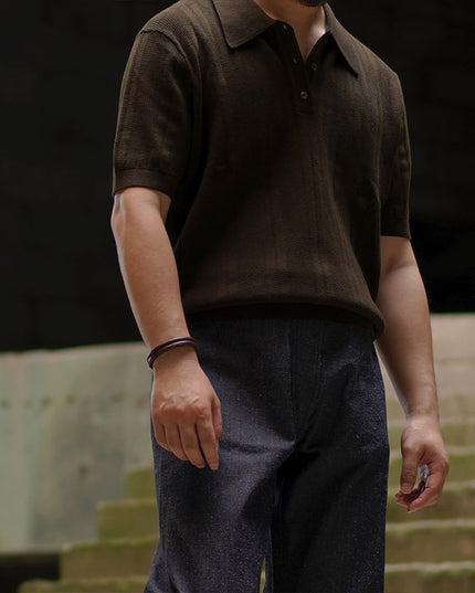 Men's Short-sleeved Lapel Knitted Polo Shirt