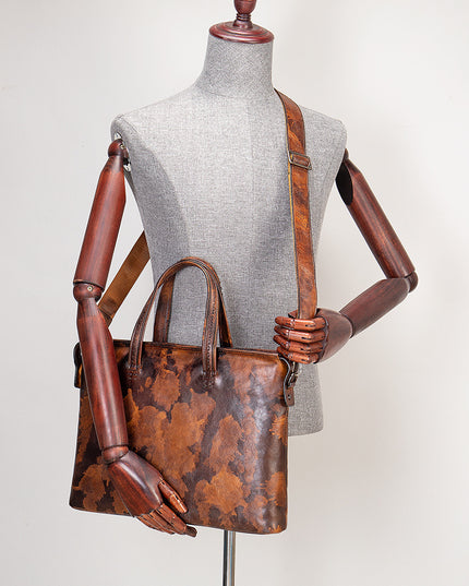 Vintage Men's Leather Briefcase Fashionable Business 14 Inch Computer Handbag