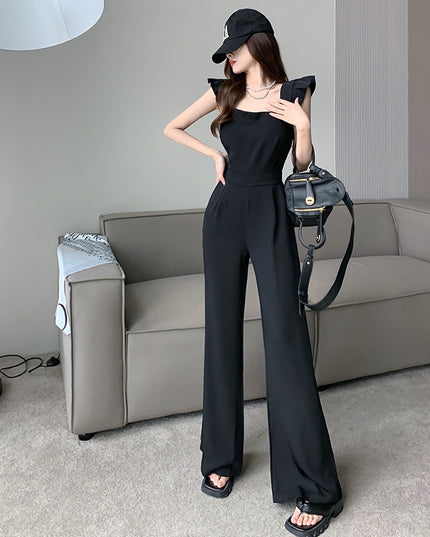 Mushroom Edge Temperament Sleeveless Jumpsuit With A Drooping Feeling And Wide Leg Pants