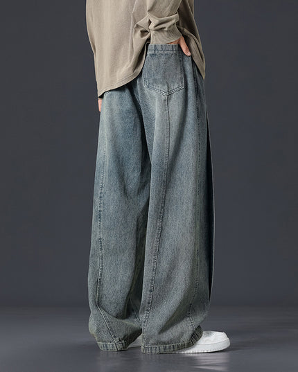 Retro Patchwork Washed Oversized Jeans Men