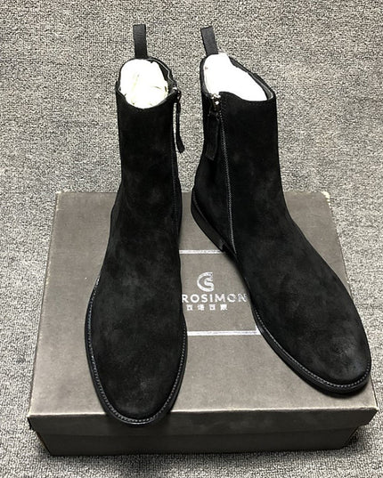 British Light Gray Zipper Men's Boots