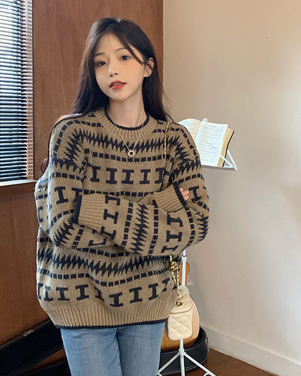 Women's Sweater Retro Lazy Style Trendy Anti-aging Slimming Temperament
