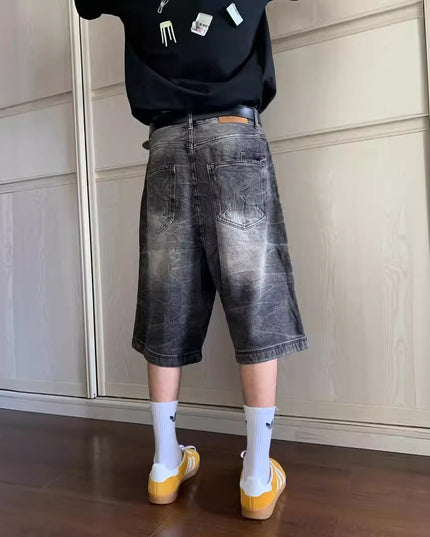 Loose Casual Straight-leg Washed Do The Old Cowboy Shorts Men