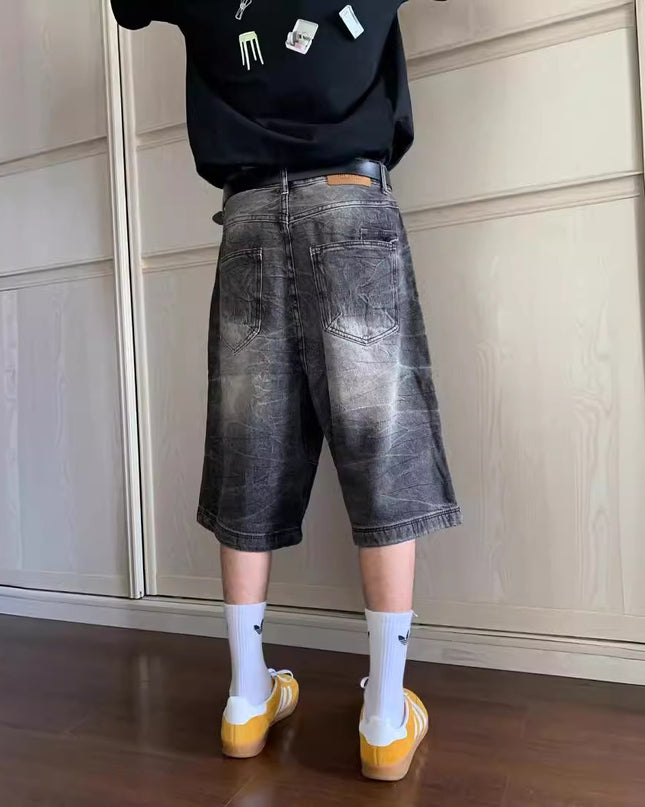 Loose Casual Straight-leg Washed Do The Old Cowboy Shorts Men