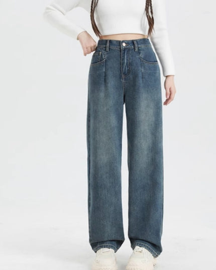 Straight High Waist Draped Casual Wide-leg Pants