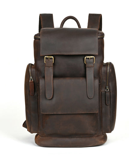 Crazy Horse Leather Men's Leather Backpack First Layer Cowhide