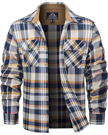 European And American Fall Winter Men's Flannel Casual Button Shirt
