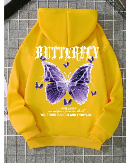 Purple Butterfly Sports Hooded Top Women's Sweater