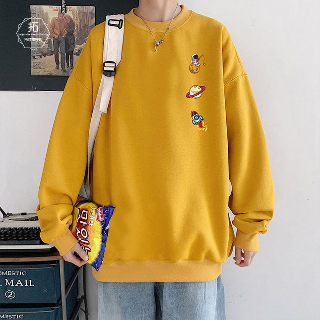 Hong Kong Style Round Neck Sweater Men Loose Spring Trend Printing
