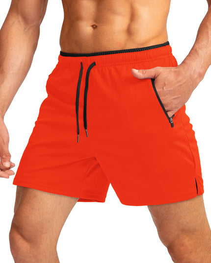 Men's Running Short Belt Zipper Pocket Quick-drying Gym Exercise Lightweight