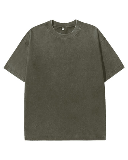 Pure Cotton Distressed T-shirt Retro Round Neck Short Sleeves