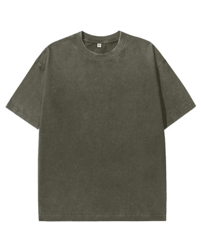Pure Cotton Distressed T-shirt Retro Round Neck Short Sleeves
