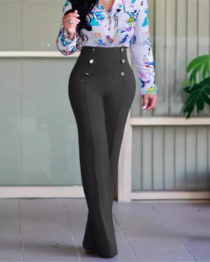 Plus Size Women's Casual Tight Straight-leg Trousers