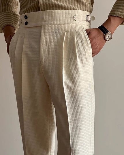 Waffle Straight Naples High Waist Suit Pants