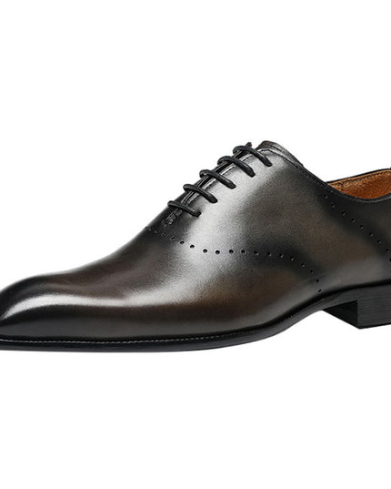 Oxford Retro Gentleman Shoes Lace Up British Whole Leather Leather Casual