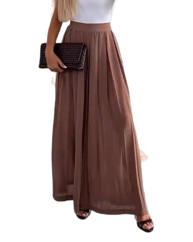 Women's Solid Color Casual Loose Pleated Skirt